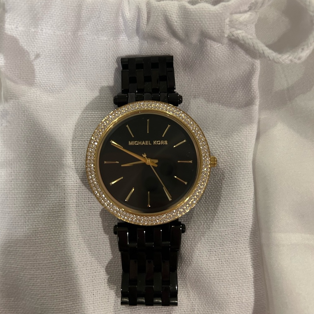 Michael Kors black stainless watch.